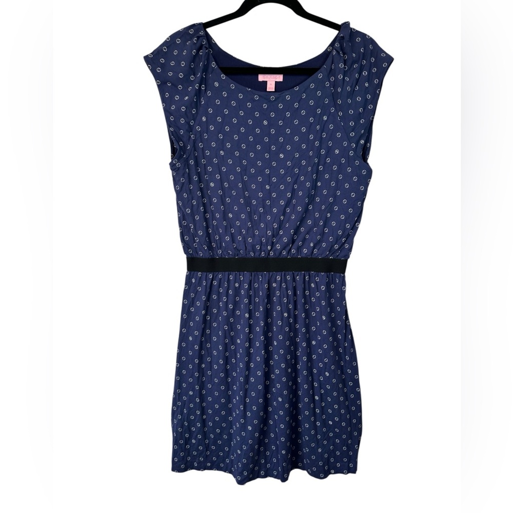Lilly Pulitzer Navy Midi Dress with White Dot Print